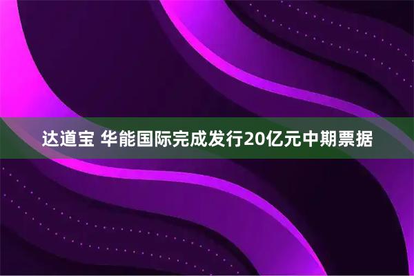 达道宝 华能国际完成发行20亿元中期票据
